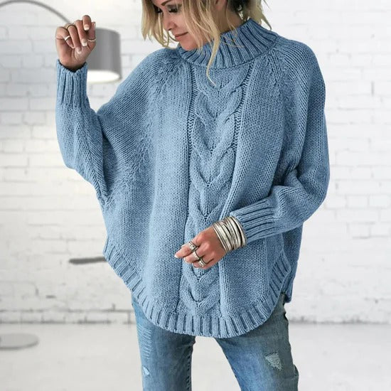 Jesienny sweter z dzianiny kablowej