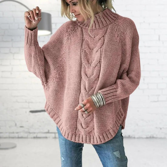 Jesienny sweter z dzianiny kablowej