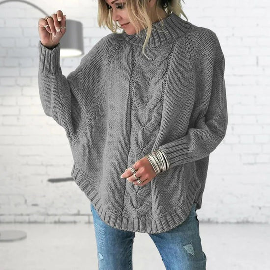 Jesienny sweter z dzianiny kablowej
