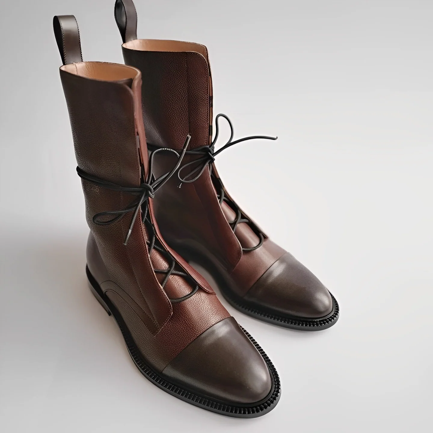 Jesienne buty sznurowane z noskiem typu cap-toe